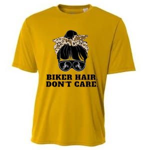 Biker Hair Don't Care For Bike Lovers Messy Bun Mothers Day Cute Gift Cooling Performance Crew T-Shirt