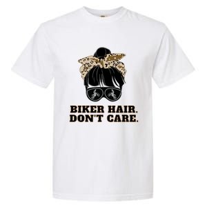 Biker Hair Don't Care For Bike Lovers Messy Bun Mothers Day Cute Gift Garment-Dyed Heavyweight T-Shirt