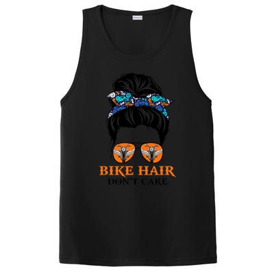 Biker Hair Don't Care For Bike Lovers Messy Bun Mother's Day Gift PosiCharge Competitor Tank