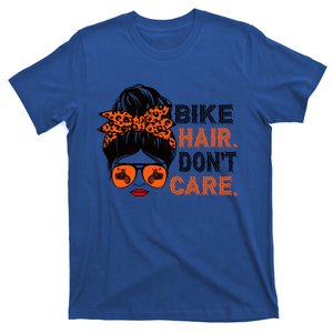 Biker Hair Don't Care For Bike Lovers Messy Bun Mother's Day Gift T-Shirt