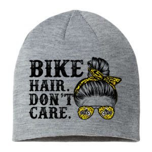 Biker Hair Don't Care For Bike Lovers Messy Bun Cool Gift Sustainable Beanie