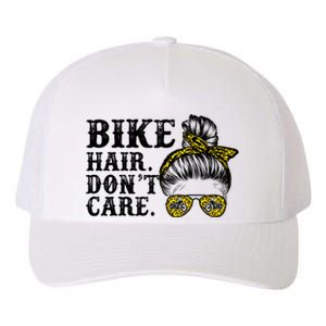 Biker Hair Don't Care For Bike Lovers Messy Bun Cool Gift Yupoong Adult 5-Panel Trucker Hat