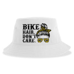 Biker Hair Don't Care For Bike Lovers Messy Bun Cool Gift Sustainable Bucket Hat