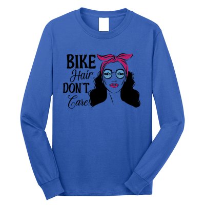 Biker Hair Don't Care Gift For Bike Lovers Messy Bun Gift Long Sleeve Shirt