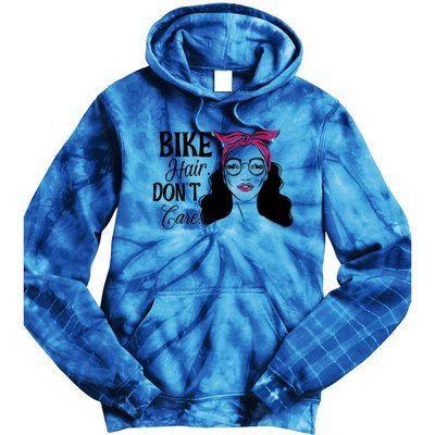 Biker Hair Don't Care Gift For Bike Lovers Messy Bun Gift Tie Dye Hoodie