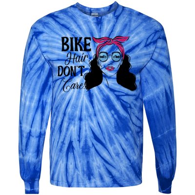 Biker Hair Don't Care Gift For Bike Lovers Messy Bun Gift Tie-Dye Long Sleeve Shirt