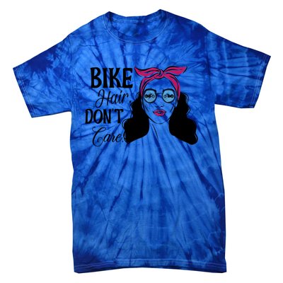 Biker Hair Don't Care Gift For Bike Lovers Messy Bun Gift Tie-Dye T-Shirt