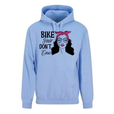 Biker Hair Don't Care Gift For Bike Lovers Messy Bun Gift Unisex Surf Hoodie