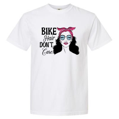 Biker Hair Don't Care Gift For Bike Lovers Messy Bun Gift Garment-Dyed Heavyweight T-Shirt