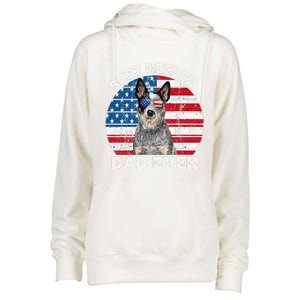 Blue Heeler Dad Usa American Flag Australian Cattle Dog Womens Funnel Neck Pullover Hood