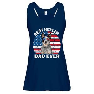 Blue Heeler Dad Usa American Flag Australian Cattle Dog Ladies Essential Flowy Tank