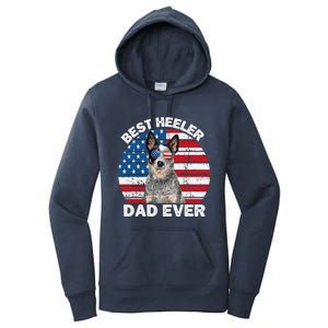 Blue Heeler Dad Usa American Flag Australian Cattle Dog Women's Pullover Hoodie