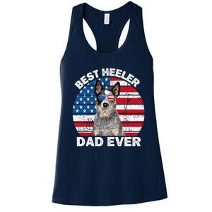 Blue Heeler Dad Usa American Flag Australian Cattle Dog Women's Racerback Tank