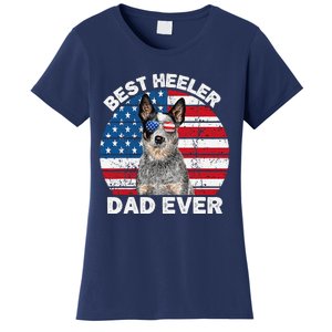 Blue Heeler Dad Usa American Flag Australian Cattle Dog Women's T-Shirt