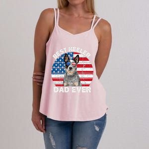 Blue Heeler Dad Usa American Flag Australian Cattle Dog Women's Strappy Tank