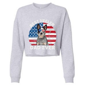 Blue Heeler Dad Usa American Flag Australian Cattle Dog Cropped Pullover Crew