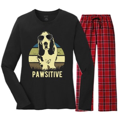 Basset Hound Dog Breed Women's Long Sleeve Flannel Pajama Set 