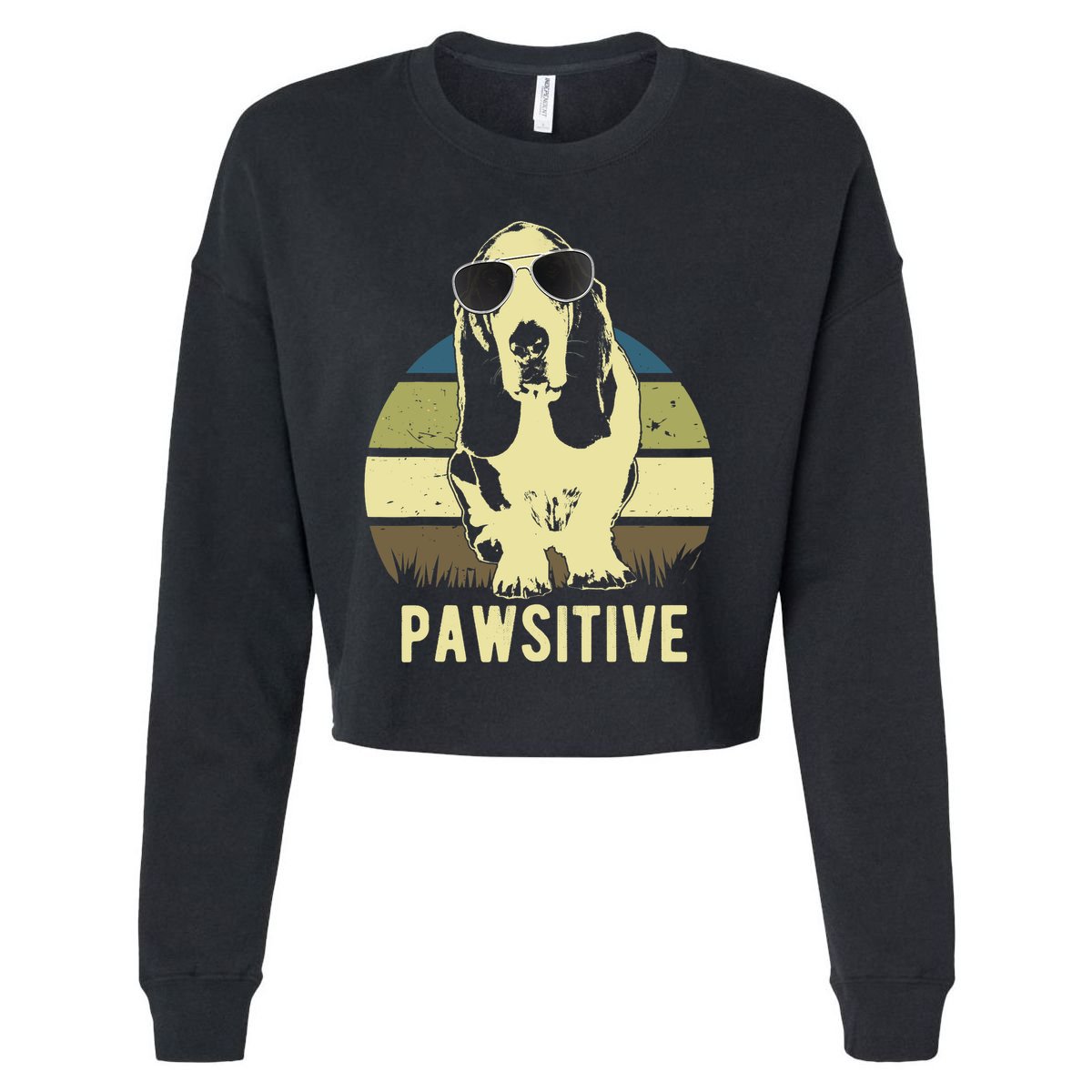 Basset Hound Dog Breed Cropped Pullover Crew