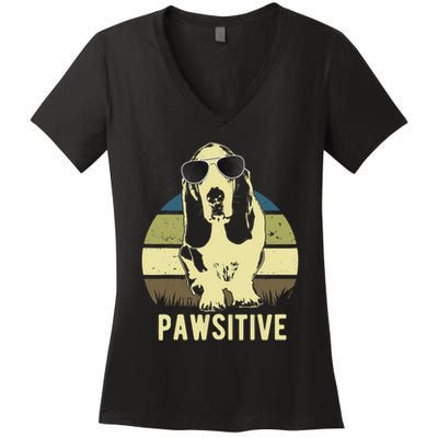 Basset Hound Dog Breed Women's V-Neck T-Shirt