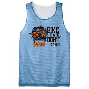 Biker Hair Don't Care Gift For Bike Lovers Messy Bun Gift Mesh Reversible Basketball Jersey Tank