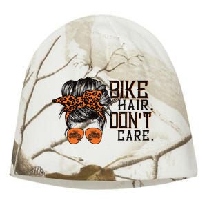 Biker Hair Don't Care Gift For Bike Lovers Messy Bun Gift Kati - Camo Knit Beanie