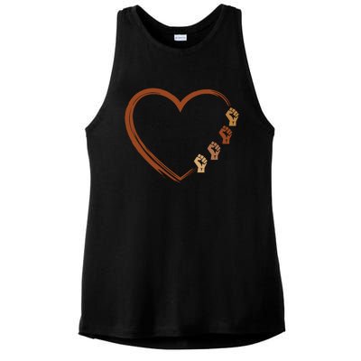 Black History Diversity Heart Ladies PosiCharge Tri-Blend Wicking Tank