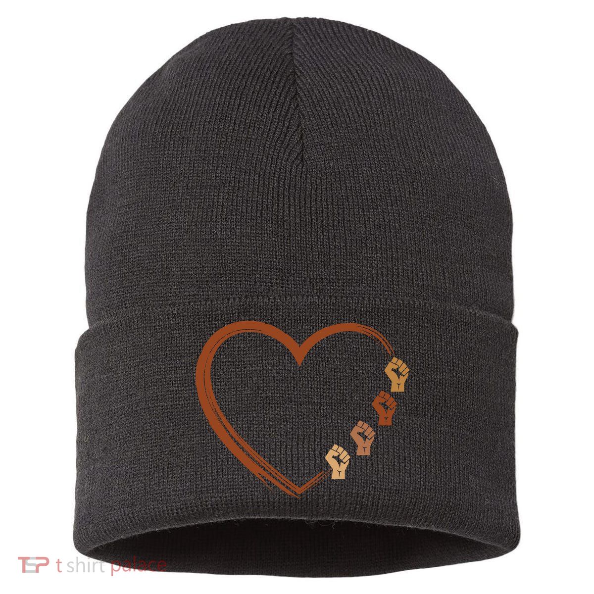 Black History Diversity Heart Sustainable Knit Beanie