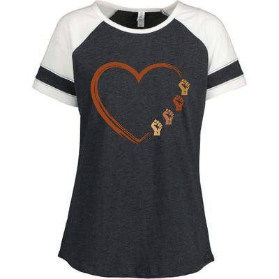 Black History Diversity Heart Enza Ladies Jersey Colorblock Tee