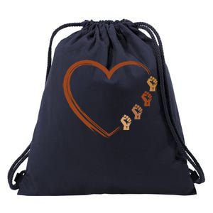 Black History Diversity Heart Drawstring Bag