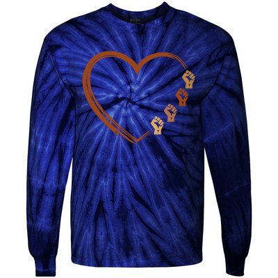 Black History Diversity Heart Tie-Dye Long Sleeve Shirt