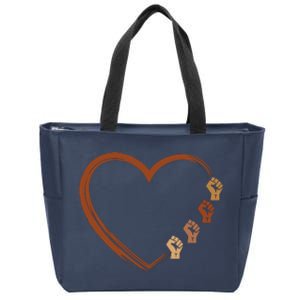 Black History Diversity Heart Zip Tote Bag