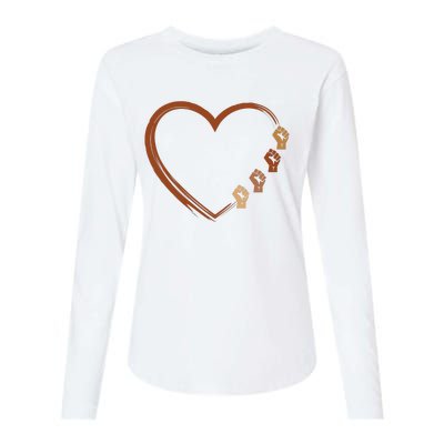 Black History Diversity Heart Womens Cotton Relaxed Long Sleeve T-Shirt