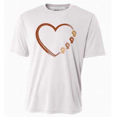 Black History Diversity Heart Cooling Performance Crew T-Shirt