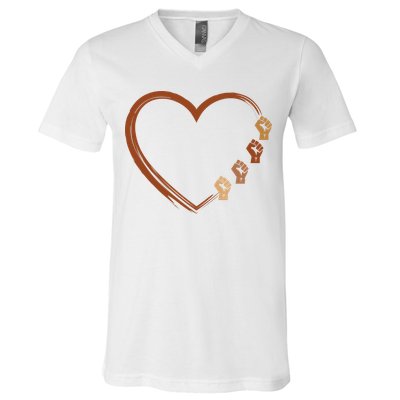 Black History Diversity Heart V-Neck T-Shirt