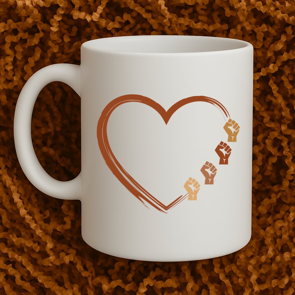 Black History Diversity Heart Mug