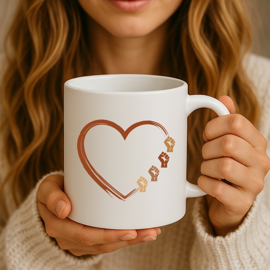 Black History Diversity Heart Mug