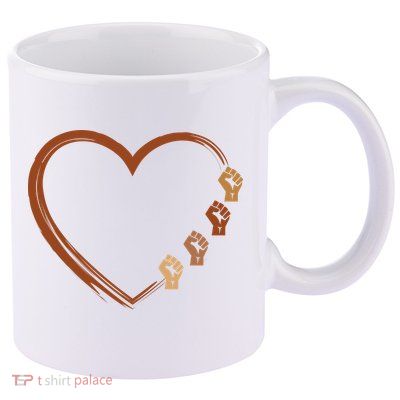 Black History Diversity Heart 11oz C Handle Ceramic Mug