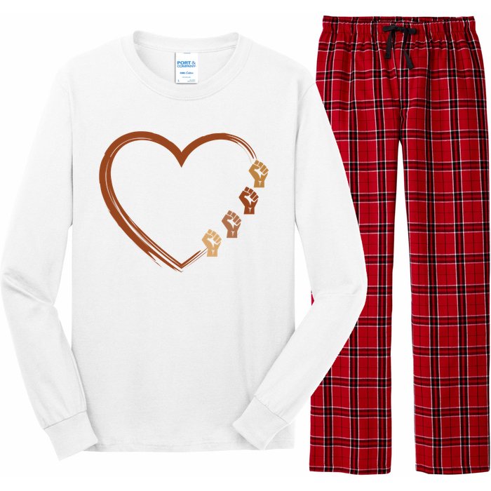 Black History Diversity Heart Long Sleeve Pajama Set