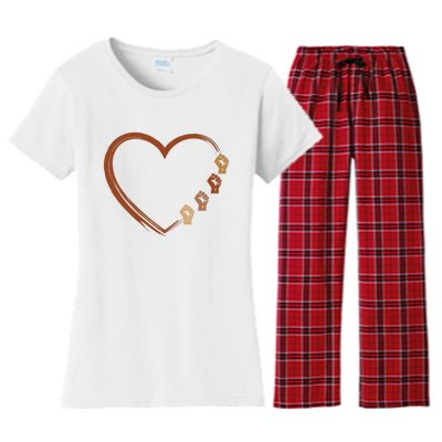 Black History Diversity Heart Women's Flannel Pajama Set