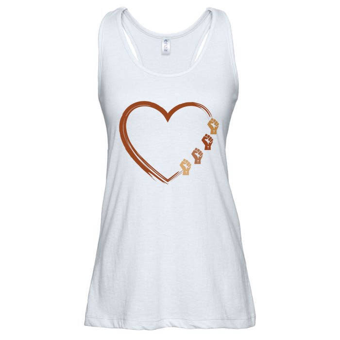 Black History Diversity Heart Ladies Essential Flowy Tank