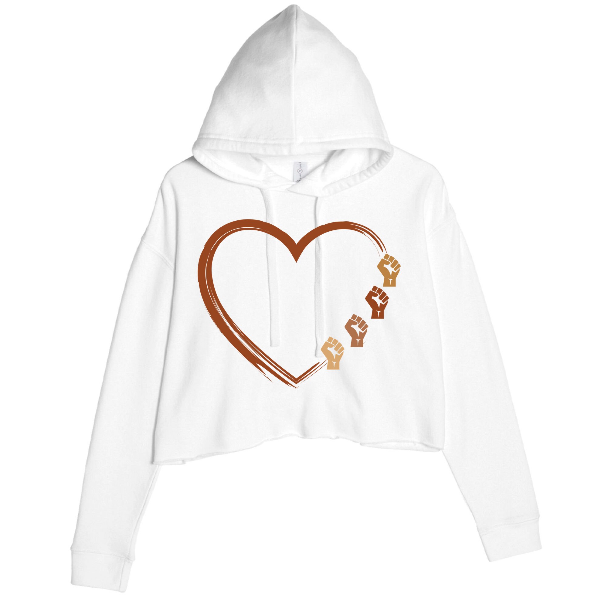 Black History Diversity Heart Crop Fleece Hoodie