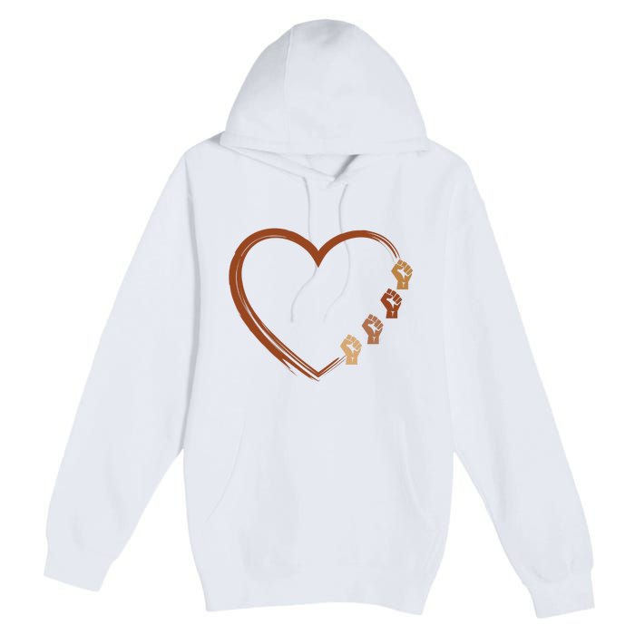 Black History Diversity Heart Premium Pullover Hoodie