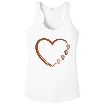 Black History Diversity Heart Ladies PosiCharge Competitor Racerback Tank