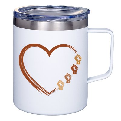 Black History Diversity Heart 12oz Stainless Steel Coffee Mug