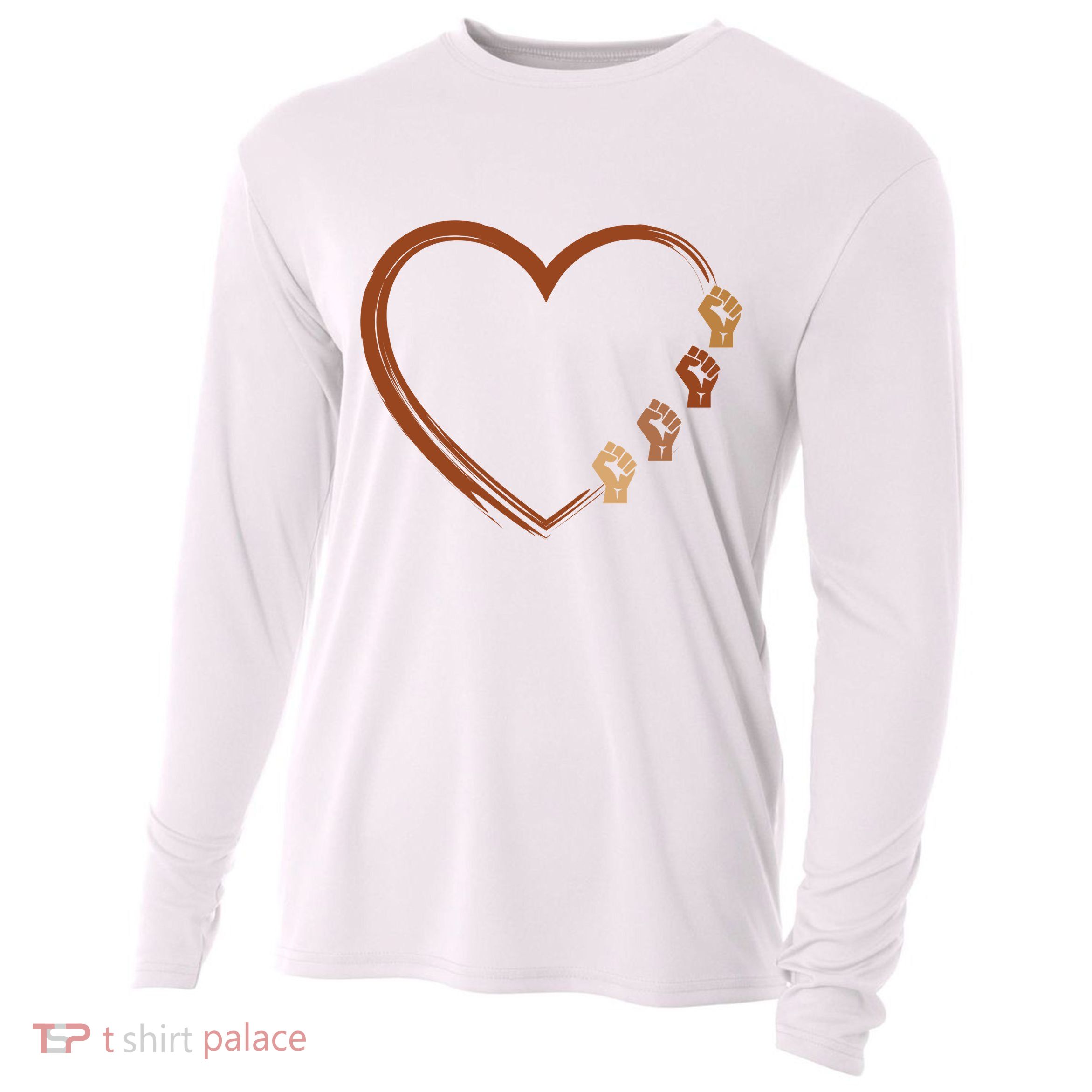 Black History Diversity Heart Cooling Performance Long Sleeve Crew