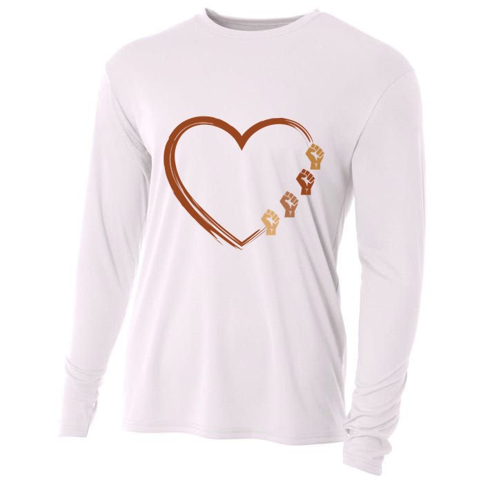 Black History Diversity Heart Cooling Performance Long Sleeve Crew