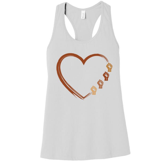 Black History Diversity Heart Women's Racerback Tank