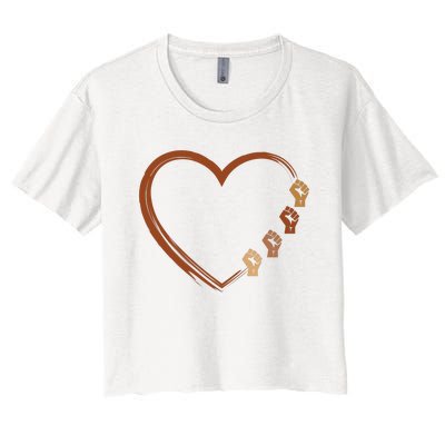 Black History Diversity Heart Women's Crop Top Tee