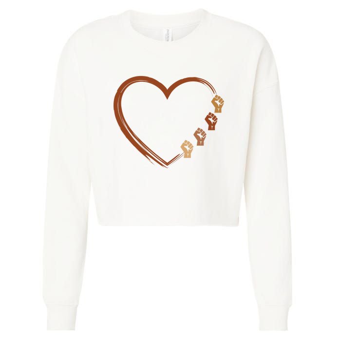 Black History Diversity Heart Cropped Pullover Crew