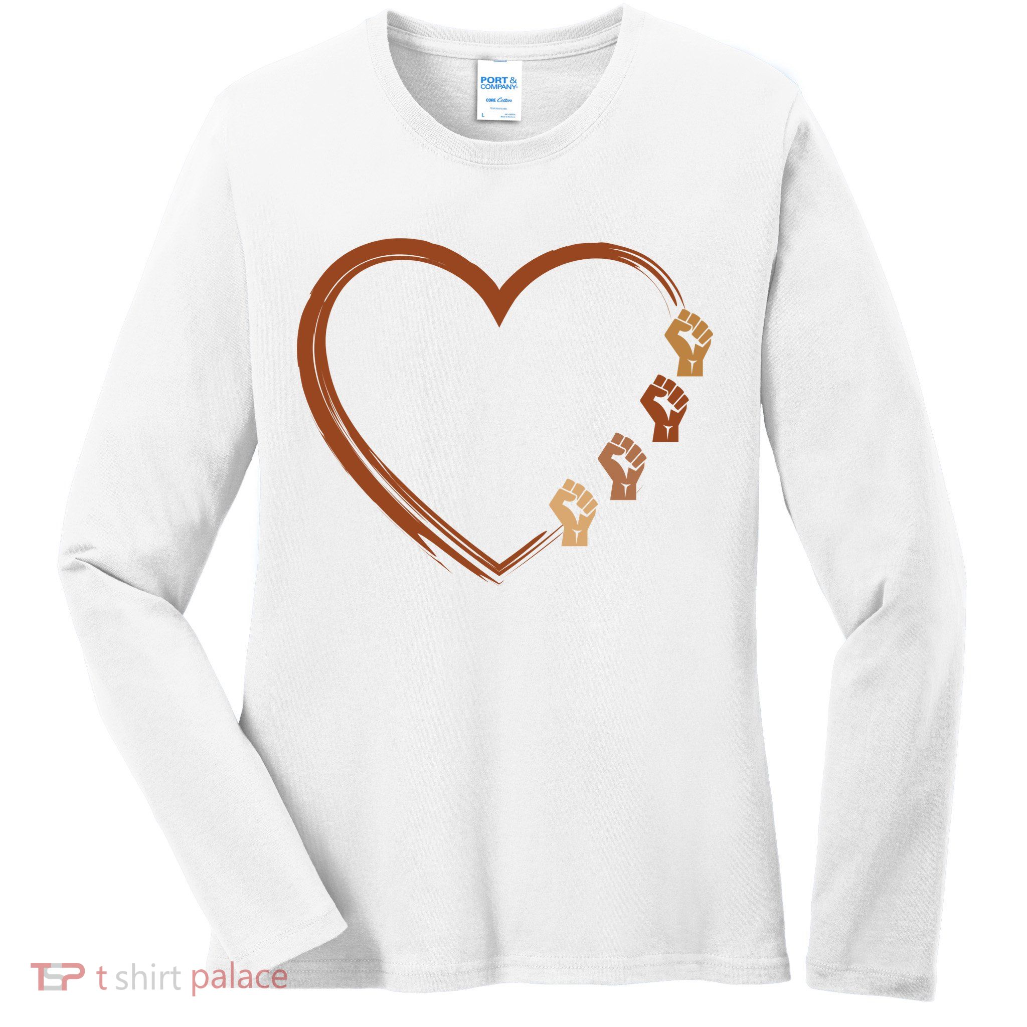 Black History Diversity Heart Ladies Long Sleeve Shirt